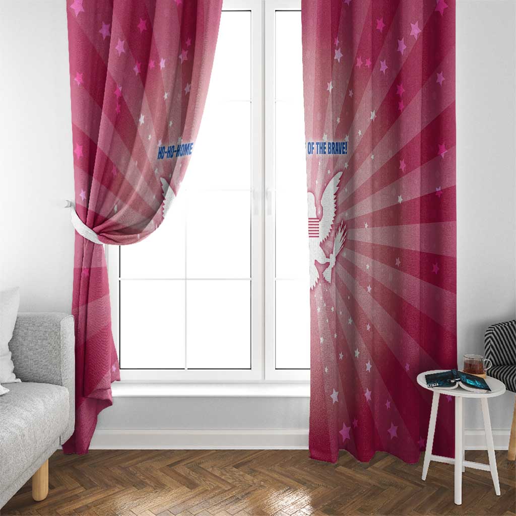 USA Christmas Window Curtain with Bald Eagle Seal Pink Starburst Pattern and Festive Holiday Icons - Wonder Print Shop