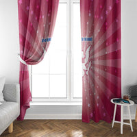 USA Christmas Window Curtain with Bald Eagle Seal Pink Starburst Pattern and Festive Holiday Icons - Wonder Print Shop