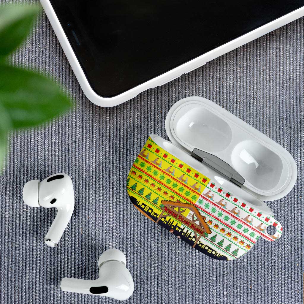Vatican Christmas AirPods Case with Bethlehem Silhouette Yellow Red Green Pattern and Baby Jesus Manger - Wonder Print Shop