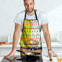 Vatican Christmas Apron with Bethlehem Silhouette Yellow Red Green Pattern and Baby Jesus Manger - Wonder Print Shop
