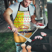 Vatican Christmas Apron with Bethlehem Silhouette Yellow Red Green Pattern and Baby Jesus Manger - Wonder Print Shop