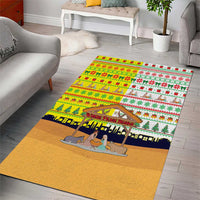 Vatican Christmas Area Rug with Bethlehem Silhouette Yellow Red Green Pattern and Baby Jesus Manger - Wonder Print Shop