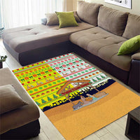 Vatican Christmas Area Rug with Bethlehem Silhouette Yellow Red Green Pattern and Baby Jesus Manger - Wonder Print Shop