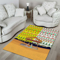 Vatican Christmas Area Rug with Bethlehem Silhouette Yellow Red Green Pattern and Baby Jesus Manger - Wonder Print Shop