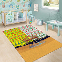 Vatican Christmas Area Rug with Bethlehem Silhouette Yellow Red Green Pattern and Baby Jesus Manger - Wonder Print Shop