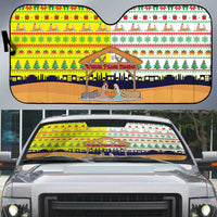 Vatican Christmas Auto Sun Shade with Bethlehem Silhouette Yellow Red Green Pattern and Baby Jesus Manger - Wonder Print Shop