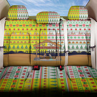 Vatican Christmas Back Car Seat Cover with Bethlehem Silhouette Yellow Red Green Pattern and Baby Jesus Manger - Wonder Print Shop