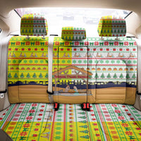 Vatican Christmas Back Car Seat Cover with Bethlehem Silhouette Yellow Red Green Pattern and Baby Jesus Manger - Wonder Print Shop