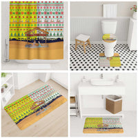 Vatican Christmas Bathroom Set with Bethlehem Silhouette Yellow Red Green Pattern and Baby Jesus Manger - Wonder Print Shop