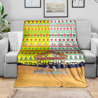 Vatican Christmas Blanket with Bethlehem Silhouette Yellow Red Green Pattern and Baby Jesus Manger - Wonder Print Shop