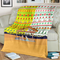 Vatican Christmas Blanket with Bethlehem Silhouette Yellow Red Green Pattern and Baby Jesus Manger - Wonder Print Shop