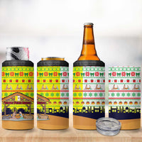 Vatican Christmas 4 in 1 Can Cooler Tumbler with Bethlehem Silhouette Yellow Red Green Pattern and Baby Jesus Manger - Wonder Print Shop