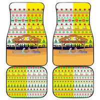 Vatican Christmas Car Mats with Bethlehem Silhouette Yellow Red Green Pattern and Baby Jesus Manger - Wonder Print Shop