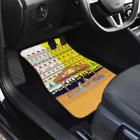 Vatican Christmas Car Mats with Bethlehem Silhouette Yellow Red Green Pattern and Baby Jesus Manger - Wonder Print Shop
