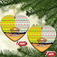 Vatican Christmas Ceramic Ornament with Bethlehem Silhouette Yellow Red Green Pattern and Baby Jesus Manger - Wonder Print Shop