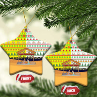 Vatican Christmas Ceramic Ornament with Bethlehem Silhouette Yellow Red Green Pattern and Baby Jesus Manger - Wonder Print Shop