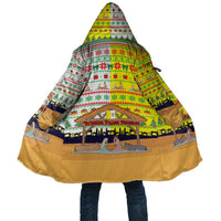 Vatican Christmas Cloak with Bethlehem Silhouette Yellow Red Green Pattern and Baby Jesus Manger - Wonder Print Shop