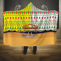 Vatican Christmas Hooded Blanket with Bethlehem Silhouette Yellow Red Green Pattern and Baby Jesus Manger - Wonder Print Shop