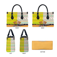 Vatican Christmas Leather Bag with Bethlehem Silhouette Yellow Red Green Pattern and Baby Jesus Manger - Wonder Print Shop