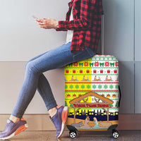 Vatican Christmas Luggage Cover with Bethlehem Silhouette Yellow Red Green Pattern and Baby Jesus Manger - Wonder Print Shop