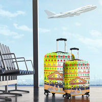 Vatican Christmas Luggage Cover with Bethlehem Silhouette Yellow Red Green Pattern and Baby Jesus Manger - Wonder Print Shop