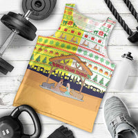 Vatican Christmas Men Tank Top with Bethlehem Silhouette Yellow Red Green Pattern and Baby Jesus Manger - Wonder Print Shop