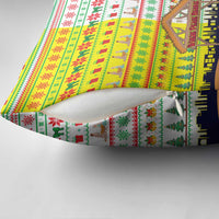 Vatican Christmas Pillow Cover with Bethlehem Silhouette Yellow Red Green Pattern and Baby Jesus Manger - Wonder Print Shop