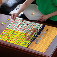 Vatican Christmas Puzzle with Bethlehem Silhouette Yellow Red Green Pattern and Baby Jesus Manger - Wonder Print Shop