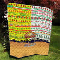 Vatican Christmas Quilt with Bethlehem Silhouette Yellow Red Green Pattern and Baby Jesus Manger - Wonder Print Shop
