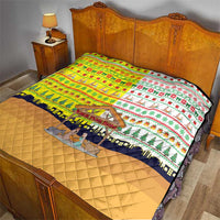 Vatican Christmas Quilt with Bethlehem Silhouette Yellow Red Green Pattern and Baby Jesus Manger - Wonder Print Shop