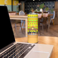 Vatican Christmas Skinny Tumbler with Bethlehem Silhouette Yellow Red Green Pattern and Baby Jesus Manger - Wonder Print Shop