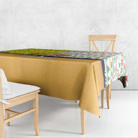 Vatican Christmas Tablecloth with Bethlehem Silhouette Yellow Red Green Pattern and Baby Jesus Manger - Wonder Print Shop