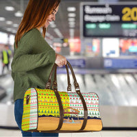 Vatican Christmas Travel Bag with Bethlehem Silhouette Yellow Red Green Pattern and Baby Jesus Manger - Wonder Print Shop