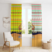 Vatican Christmas Window Curtain with Bethlehem Silhouette Yellow Red Green Pattern and Baby Jesus Manger - Wonder Print Shop