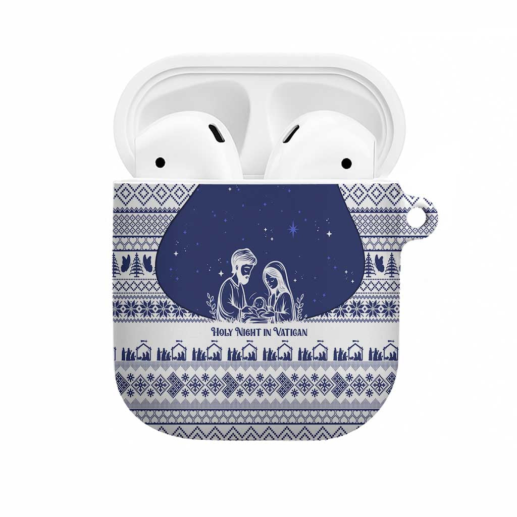 Vatican Christmas AirPods Case with Holy Family Nativity Scene Snowflake Pattern and Starry Night - Wonder Print Shop