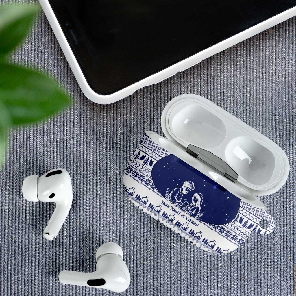 Vatican Christmas AirPods Case with Holy Family Nativity Scene Snowflake Pattern and Starry Night - Wonder Print Shop