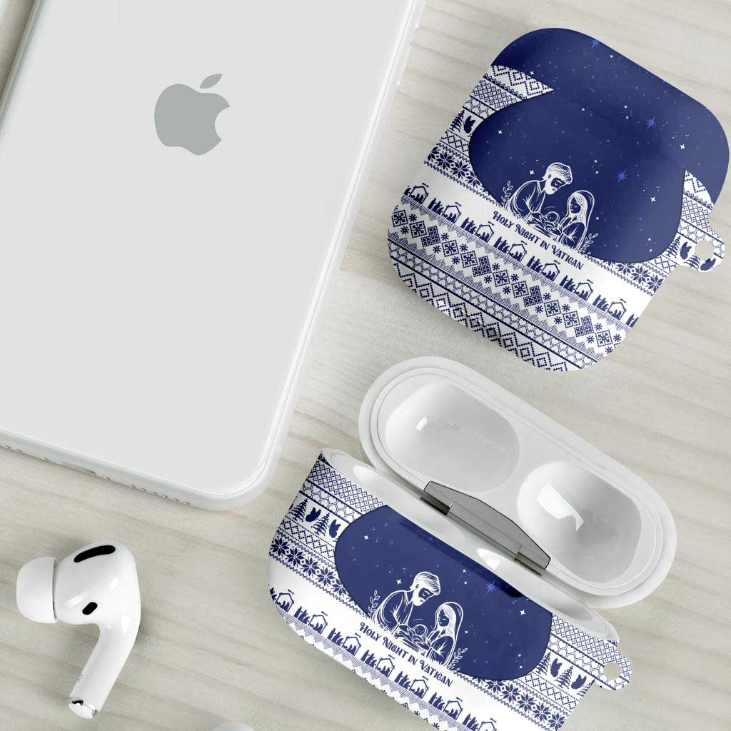Vatican Christmas AirPods Case with Holy Family Nativity Scene Snowflake Pattern and Starry Night - Wonder Print Shop