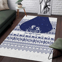 Vatican Christmas Area Rug with Holy Family Nativity Scene Snowflake Pattern and Starry Night - Wonder Print Shop