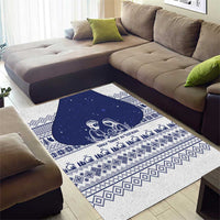 Vatican Christmas Area Rug with Holy Family Nativity Scene Snowflake Pattern and Starry Night - Wonder Print Shop