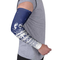 Vatican Christmas Arm Sleeves with Holy Family Nativity Scene Snowflake Pattern and Starry Night - Wonder Print Shop