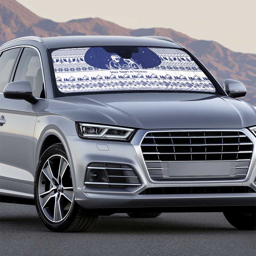 Vatican Christmas Auto Sun Shade with Holy Family Nativity Scene Snowflake Pattern and Starry Night - Wonder Print Shop