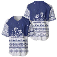 Vatican Christmas Baseball Jersey with Holy Family Nativity Scene Snowflake Pattern and Starry Night - Wonder Print Shop