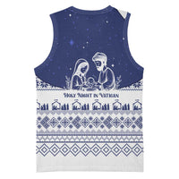 Vatican Christmas Basketball Jersey with Holy Family Nativity Scene Snowflake Pattern and Starry Night - Wonder Print Shop