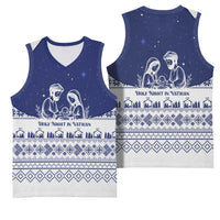Vatican Christmas Basketball Jersey with Holy Family Nativity Scene Snowflake Pattern and Starry Night - Wonder Print Shop