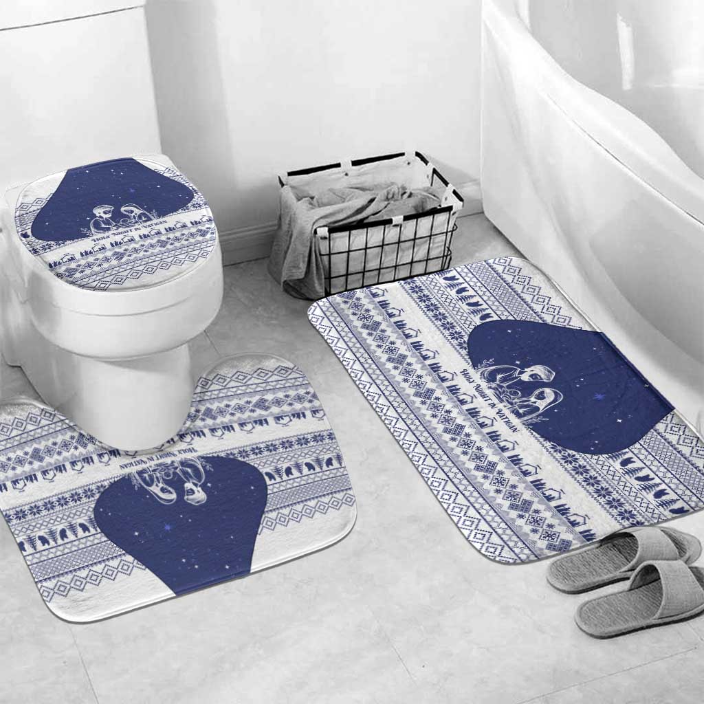 Vatican Christmas Bathroom Set with Holy Family Nativity Scene Snowflake Pattern and Starry Night - Wonder Print Shop