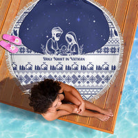 Vatican Christmas Beach Blanket with Holy Family Nativity Scene Snowflake Pattern and Starry Night - Wonder Print Shop