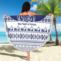 Vatican Christmas Beach Blanket with Holy Family Nativity Scene Snowflake Pattern and Starry Night - Wonder Print Shop