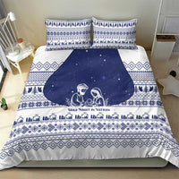 Vatican Christmas Bedding Set with Holy Family Nativity Scene Snowflake Pattern and Starry Night - Wonder Print Shop