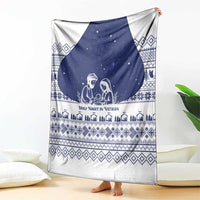 Vatican Christmas Blanket with Holy Family Nativity Scene Snowflake Pattern and Starry Night - undefined