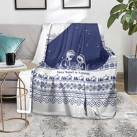 Vatican Christmas Blanket with Holy Family Nativity Scene Snowflake Pattern and Starry Night - undefined